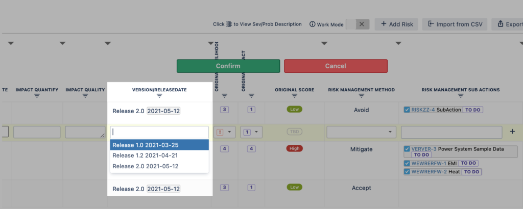 Link your software version with your risks in SoftComply Risk Manager